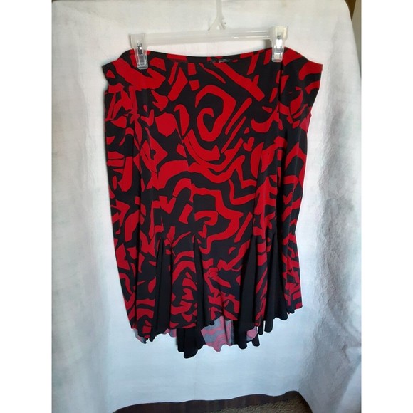 Unbranded Womens Plus 1XL Red & Black Skirt - Pleated Geometric Polyester Blend! - Picture 1 of 8